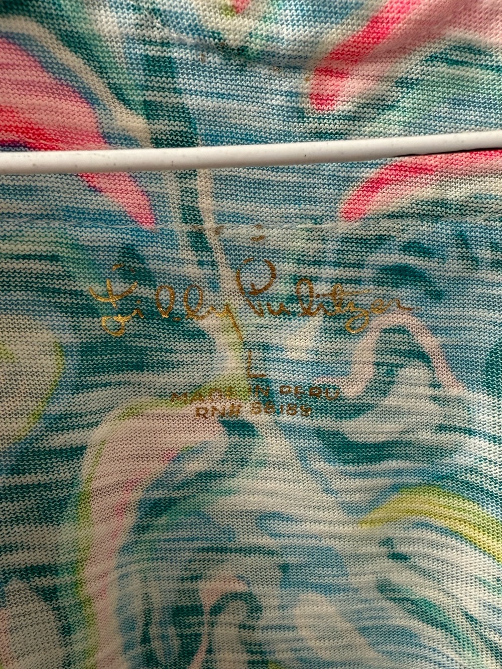 Lilly Pulitzer Pink, Blue & Green Swirl V-Neck Embroidered Tunic - Picture 3 of 3